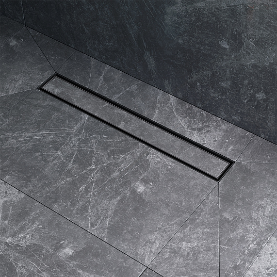 Душевой трап (лоток) 50 AM.PM MasterFlow W01SC-U11-050-04BM комбинированный затвор с черной матовой решеткой под плитку-10