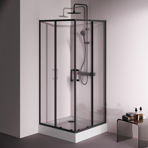 Душевое ограждение без поддона 90x90 AM.PM Above W9XG-403-9090-BT профиль черный-3