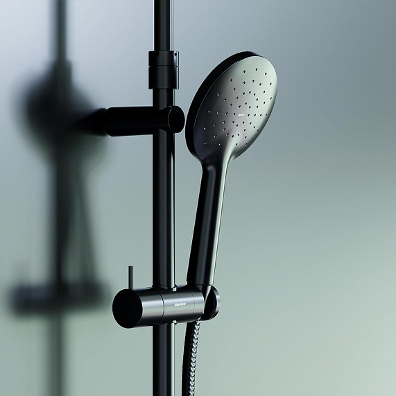 Душевая система Damixa Option DX218091300 стойка с тропическим душем, термостатом, смесителем, черная матовая-3