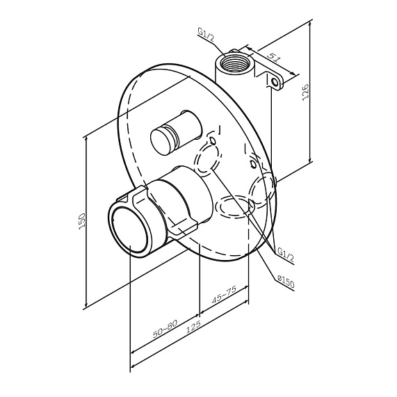 Смеситель для ванны и душа AM.PM X-Joy F85A45600 хром встраиваемый, термостат-7