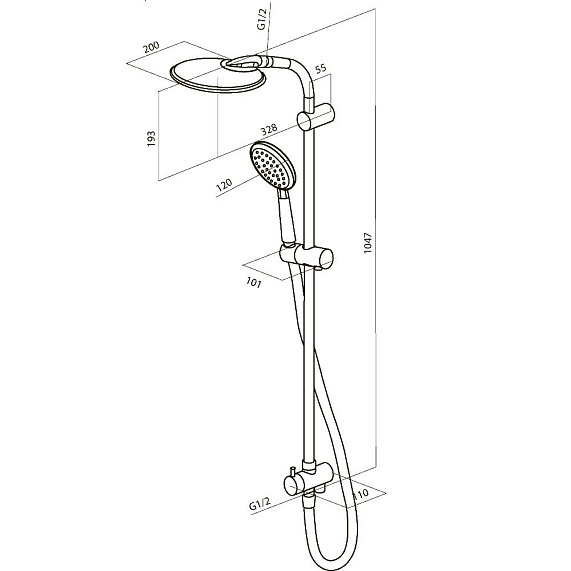 Душевая система AM.PM Bliss L F0753000 стойка с тропическим душем, хром-2