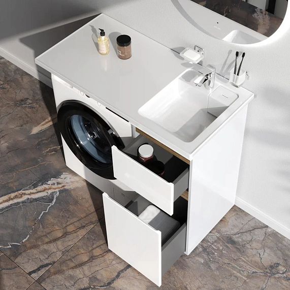 Тумба с раковиной 100 AM.PM X-Joy M85AFSX0402WG для стиральной машины правая белый глянец-1