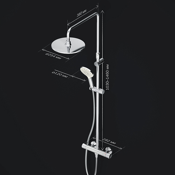 Душевая система AM.PM Like F0780464 стойка с тропическим душем, термостатом, смесителем, хром-9