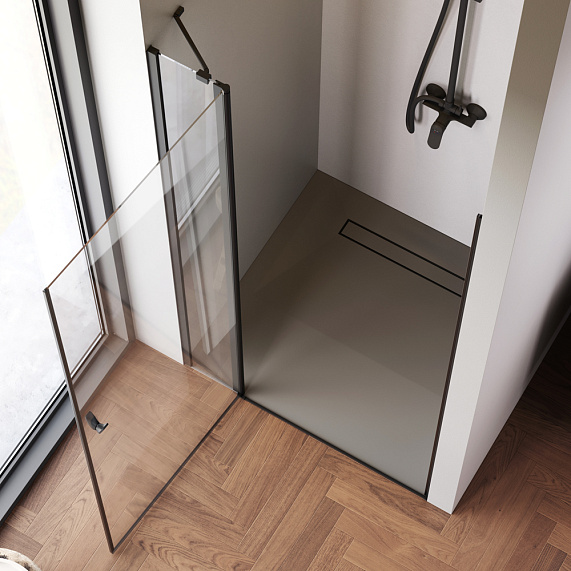 Душевая перегородка с дверью 100x190 AM.PM Sunny W87G-100-1P-BT прозрачное стекло, профиль черный матовый-2