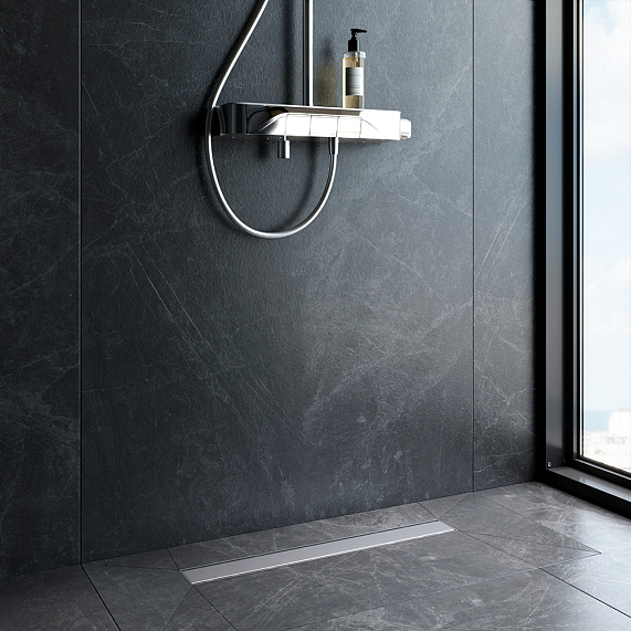 Душевой трап (лоток) 60 AM.PM PrimeFlow W02SC-U11-060-04SB комбинированный затвор со стальной матовой решеткой под плитку-5