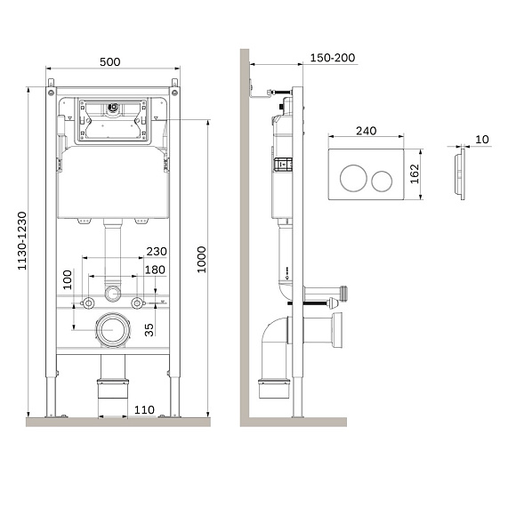 Инсталляция для подвесного унитаза AM.PM PrimeFit I012709.0138 с механ. клавишей L черный матовый-10