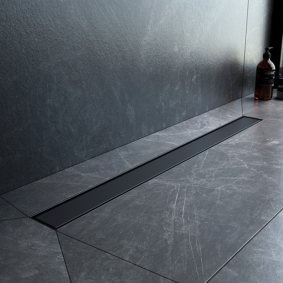 Душевой трап (лоток) 80 AM.PM MasterFlow W01SC-U11-080-04BM комбинированный затвор с черной матовой решеткой под плитку-7