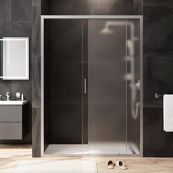 Душевая перегородка с дверью 140x195 AM.PM Gem W90G-140-1-195MM матовое стекло, профиль серебристый-2