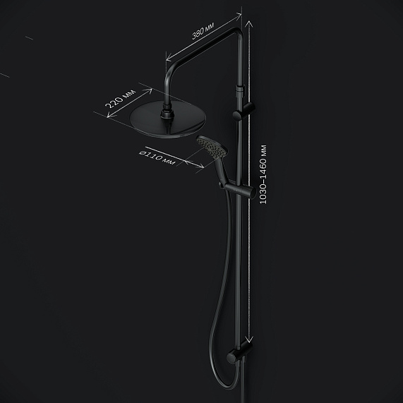 Душевая система AM.PM Gem F0790022 стойка с тропическим душем, черная-9