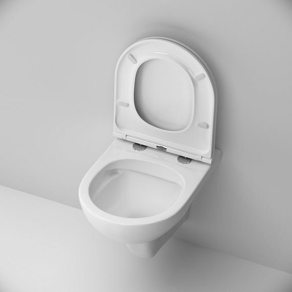 Унитаз подвесной безободковый с инсталляцией AM.PM Gem IS70101.901700 сиденьем микролифт, белой механ. клавишей-4