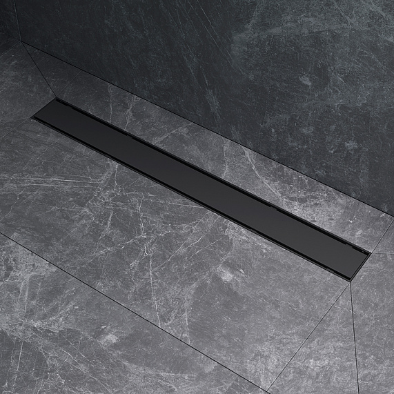 Душевой трап (лоток) 70 AM.PM PrimeFlow W02SC-U11-070-04BM комбинированный затвор с черной матовой решеткой под плитку-11