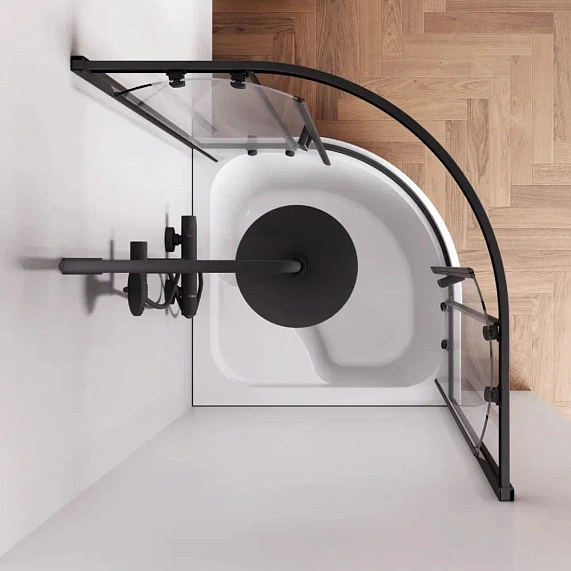 Душевое ограждение без поддона 90x90 AM.PM Gem W90G-401A090BT профиль черный матовый-2