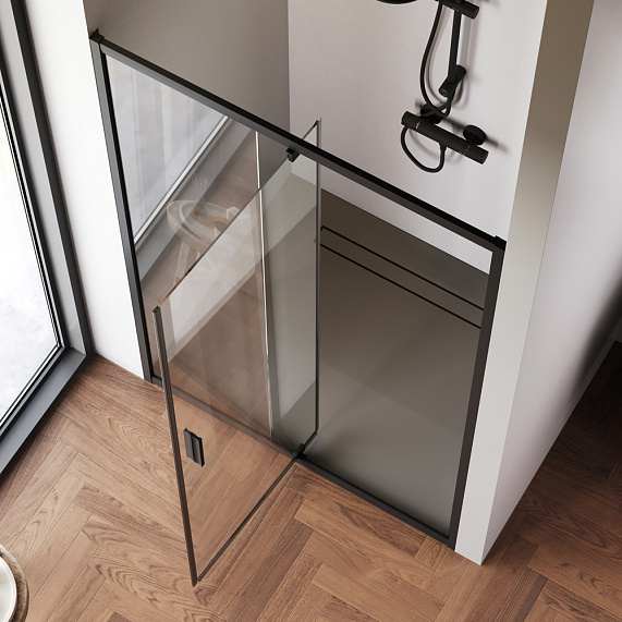 Душевая перегородка с дверью 120x195 AM.PM Gem W90G-120-1P-BT прозрачное стекло, профиль черный матовый-2