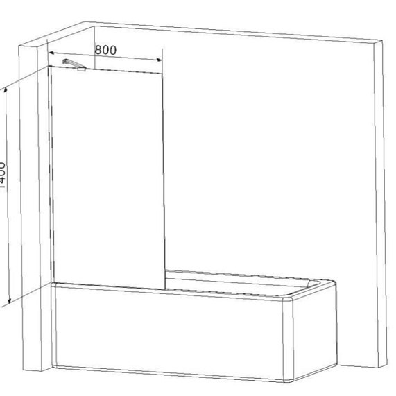 Стеклянная шторка для ванны 80 AM.PM Gem W90BS-080-140CM фиксированная, профиль хром-4