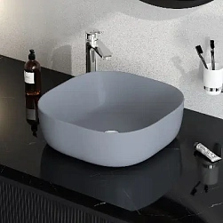 Раковина накладная 43 AM.PM Struktura M9SWCC30430GM черная матовая