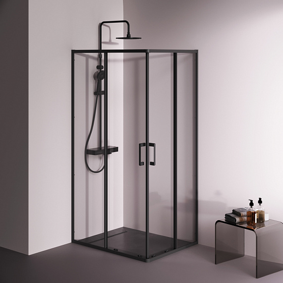 Душевое ограждение без поддона 100x80 AM.PM Above W9XG-403-10080-BT профиль черный