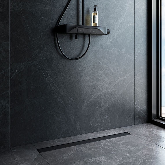 Душевой трап (лоток) 80 AM.PM MasterFlow W01SC-U11-080-04BM комбинированный затвор с черной матовой решеткой под плитку-5