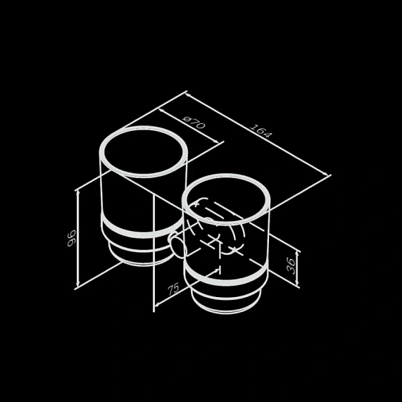 Стакан для зубных щеток настенный двойной AM.PM Sense L A74343400 стеклянный, хром-7