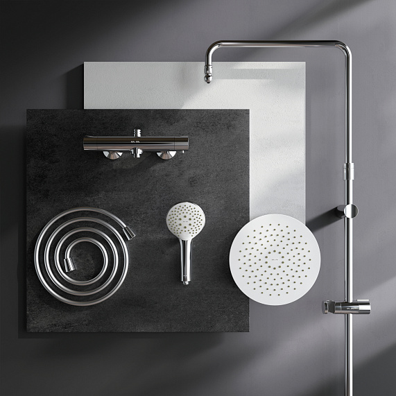 Душевая система AM.PM Gem F0790420 стойка с тропическим душем, термостатом, хром-11