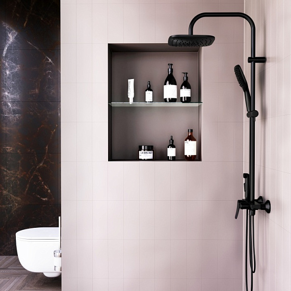 Душевая система Damixa Apollo DX220920300 стойка с тропическим душем, смесителем, черная матовая-2