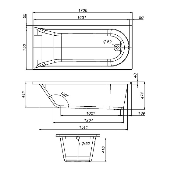 Панель 170 AM.PM W72A-170-075W-P2 под ванну Spirit-1