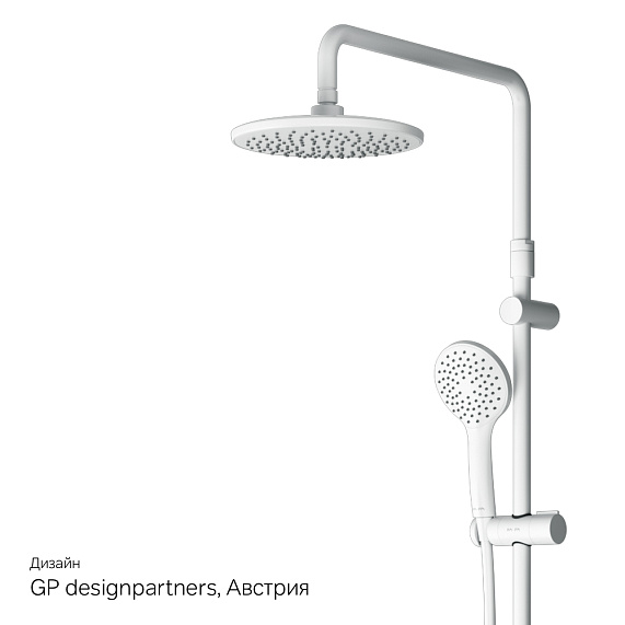 Душевая система AM.PM X-Joy F43885A14 стойка с тропическим душем, белая матовая + смеситель для ванны, белый матовый-8