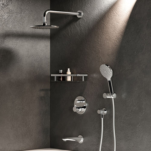 Встраиваемая душевая система AM.PM X-Joy FT85A3RH10 хром: тропический верхний душ, ручной душ, термостат-2