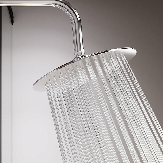 Душевая система Damixa Scandinavian Pure 936760000 стойка с тропическим душем, термостатом, смесителем, изливом, хром-4