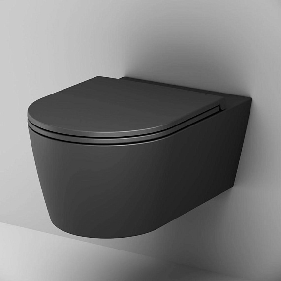 Унитаз подвесной AM.PM Func C8F1701MBSC (глубина 54 см) безободковый с сиденьем микролифт, чёрный матовый-3
