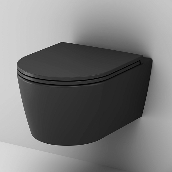Унитаз подвесной AM.PM Func C8F1700MBSC (глубина 49 см) безободковый с сиденьем микролифт, черный матовый-3