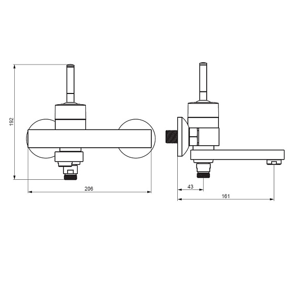 Смеситель для ванны и душа Damixa Arc 291000200 поворотный излив, никель-3