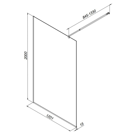 Душевая перегородка 120x200 AM.PM Func W84WI-120-F1-MTE прозрачное стекло, профиль хром-4