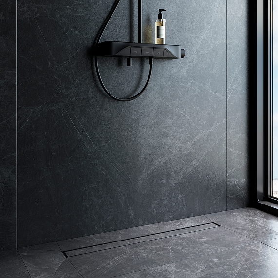 Душевой трап (лоток) 80 AM.PM MasterFlow W01SC-U11-080-04BM комбинированный затвор с черной матовой решеткой под плитку-4