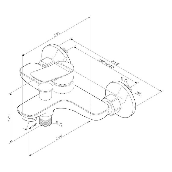 Смеситель для ванны и душа AM.PM Force F9F10000 хром-10