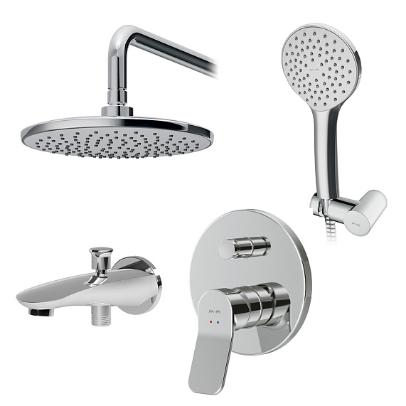 Встраиваемая душевая система AM.PM X-Joy FB85A10000 хром: тропический верхний душ, излив с душевой лейкой-2