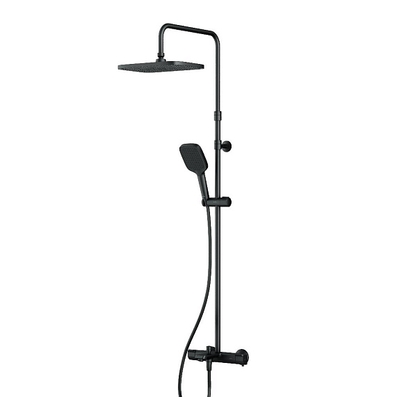 Душевая система AM.PM Func F078F522 стойка с тропическим душем, термостатом, смесителем, изливом, черная-10