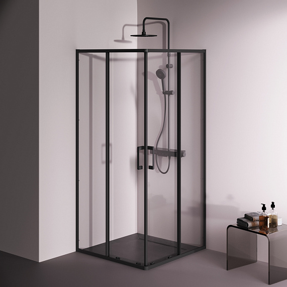 Душевое ограждение без поддона 90x90 AM.PM Above W9XG-403-9090-BT профиль черный
