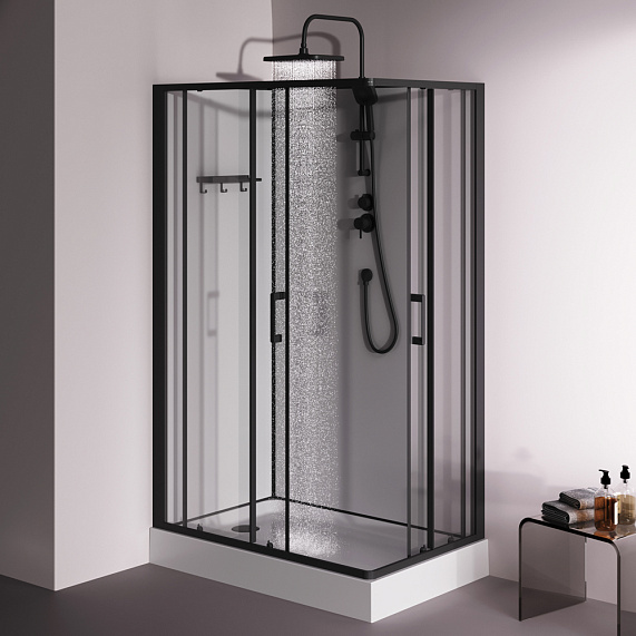 Душевая кабина 120x80 AM.PM Above W9XC-403-12080BT профиль черный матовый, низкий поддон-2