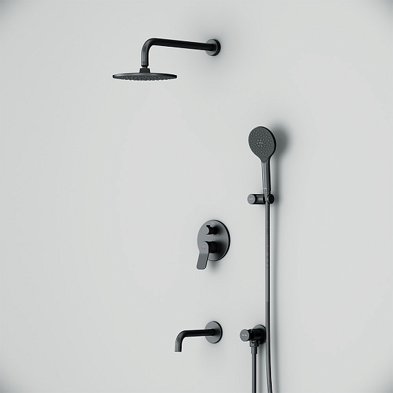 Встраиваемая душевая система AM.PM X-Joy FB85A3RH32 черный: тропический верхний душ, излив с душевой лейкой-5