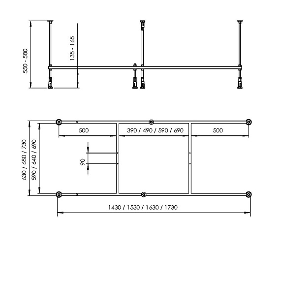 Каркас для ванны 170х75 AM.PM Above W9XA-170-075W-R-1
