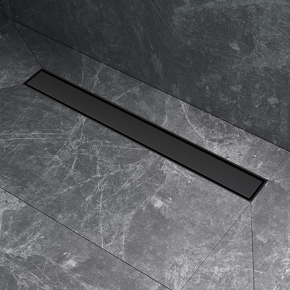 Душевой трап (лоток) 60 AM.PM MasterFlow W01SC-U11-060-04BM комбинированный затвор с черной матовой решеткой под плитку-11