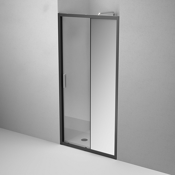 Душевая перегородка с дверью 100x195 AM.PM Gem W90G-100-1-195BMir зеркальное стекло, профиль черный матовый-3