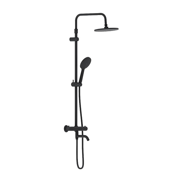 Душевая система Damixa Jupiter 977810300 стойка с тропическим душем, термостатом, смесителем, изливом, черная матовая-6