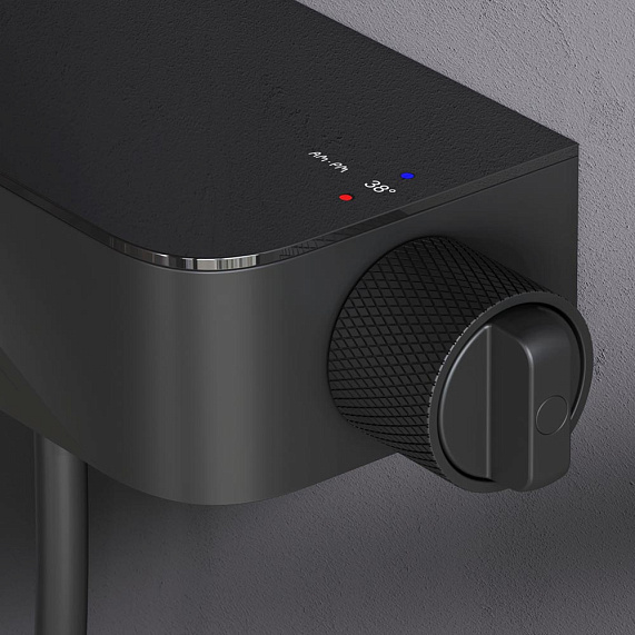 Душевая система AM.PM Func F078F322 стойка с тропическим душем, термостатом, смесителем, изливом, черная-3