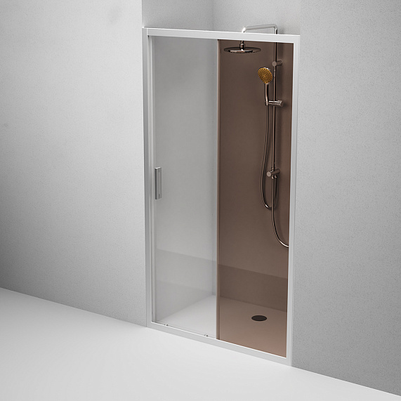 Душевая перегородка с дверью 110x195 AM.PM Gem W90G-110-1-195MBr бронзовое стекло, профиль серебристый-3