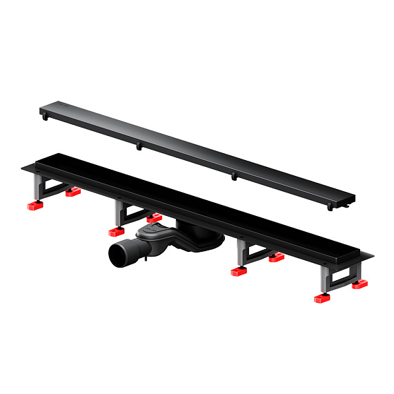 Душевой трап (лоток) 80 AM.PM MasterFlow W01SC-U11-080-04BM комбинированный затвор с черной матовой решеткой под плитку-21