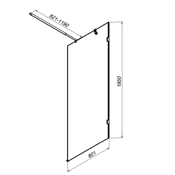 Душевая перегородка 80x195 AM.PM X-Joy W94WI-80-F1-BTE прозрачное стекло, профиль черный матовый-5