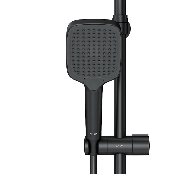 Душевая система AM.PM Func F078F522 стойка с тропическим душем, термостатом, смесителем, изливом, черная-8