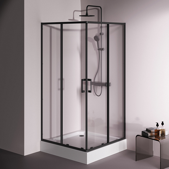 Душевое ограждение без поддона 100x100 AM.PM Above W9XG-403-100100-BT профиль черный-3
