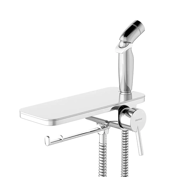 Гигиенический душ со смесителем Damixa Jupiter 773500001 хром встраиваемый, полка, шланг 1200, держатель туалетной бумаги-4